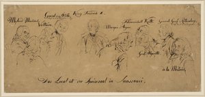 Tafelrunde: Speisesaal in Sanssouci, Personennamen von Adolph Menzel