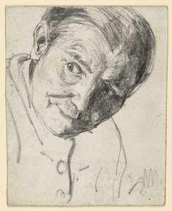Vorgebeugter Kopf, der Blick gespannt zur Seite von Adolph Menzel