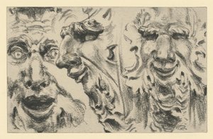 Zwei Faunmasken im Zwinger in Dresden von Adolph Menzel