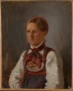 Porträt von Gunild Olsdatter aus Tinn von Adolph Tidemand