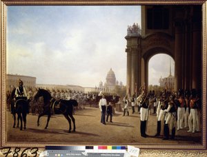 Militärparade auf dem Palastplatz in St. Petersburg von Adolphe Ladurner