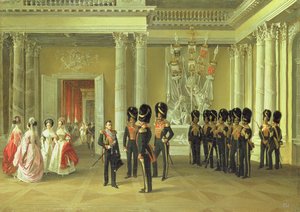 Die Heraldikhalle im Winterpalast, St. Petersburg, 1838 von Adolphe Ladurner