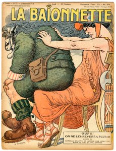 Cover von „La Baionnette“, satirisch in Farben von Adolphe Leon Willette