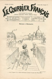 Titelblatt von „Le Courrier français“, Nummer 5, Satirisch in Schwarz-Weiß von Adolphe Leon Willette