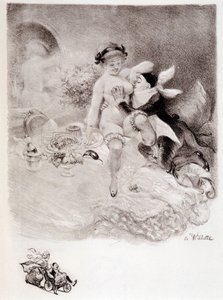 Völlerei - Zeichnung von Willette von Adolphe Leon Willette