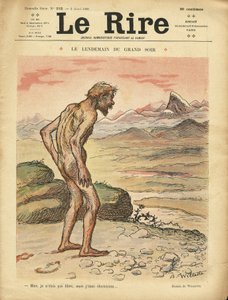 Illustration von Adolphe dit Willette (1857-1926) für das Cover von Le Rire, 03/04/09 - Der nächste Tag des großen Abends - Sozial, Vorgeschichte, Kollektivismus - Nacktheit