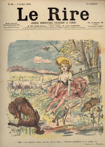 Rotkäppchen - Schäferin oben ohne, Rotkäppchen - Aber es macht Spaß, den Wolf zu sehen...! Wahrscheinlich hat Oma ihn nie gesehen. Zeichnung von A. Willette für das Lachen Nummer 35, 6. Juli von Adolphe Leon Willette