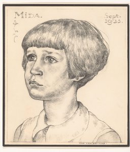 Fotoreproduktion eines Porträts von Mida durch Han van der Kop