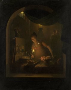 Küche bei Lampenlicht
