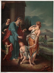 Abraham und Hagar (Lithographie, ca. 1880) von Adriaan van der (after) Werff