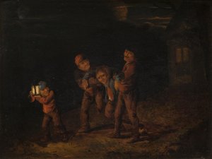 Den Betrunkenen nach Hause bringen von Adriaen Brouwer
