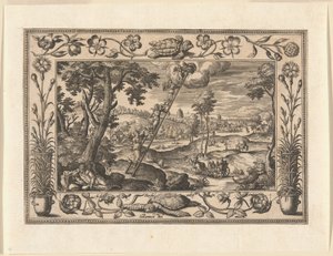 Jakobs Traum, aus Landschaften mit alten und neuen Testament-Szenen und Jagdszenen von Adriaen Collaert