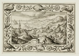 Hasenjagd, aus Landschaften mit Szenen aus dem Alten und Neuen Testament und Jagdszenen