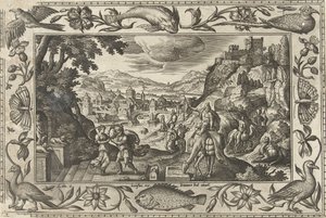 Rebekka und Eliëzer am Brunnen (Landschaften mit biblischen, mythologischen Szenen und Jagdszenen)