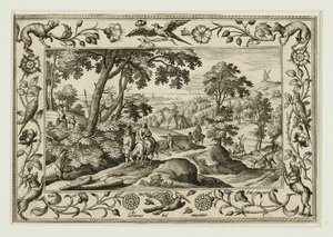 Die Flucht nach Ägypten, aus Landschaften mit Alten und Neuen Testament-Szenen und Jagdszenen