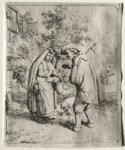 Mann im Gespräch mit einer Frau von Adriaen Jansz. van Ostade