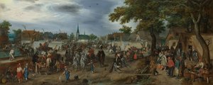 Prinzen Maurice und Friedrich Heinrich auf dem Pferdemarkt von Valkenburg von Adriaen Pietersz van de Venne