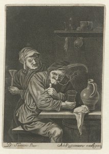 Rauchender Bauer in einer Herberge