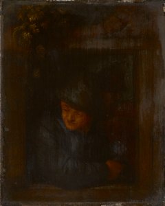 Ein Bauer lehnt an einem Fensterbrett von Adriaen van Ostade