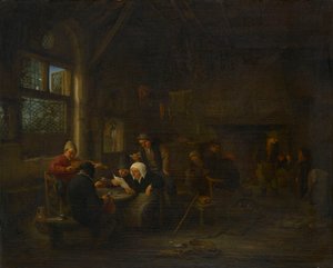 Abendszene in einer Taverne mit einem Geiger von Adriaen van Ostade
