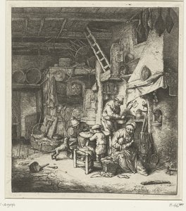 Bauernfamilie im Innenraum von Adriaen van Ostade