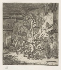 Bauernfamilie im Interieur