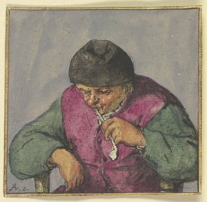 Halbfigur eines sitzenden Bauern mit Pfeife von Adriaen van Ostade