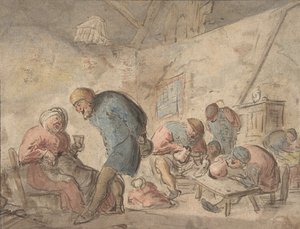 Bauern beim Trinken, verso: Skizzen von Bauern, 1610-85