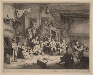 Bauern feiern in einem Gasthaus von Adriaen van Ostade