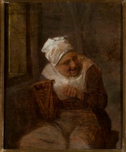 Spinnende Frau am Fenster von Adriaen van Ostade