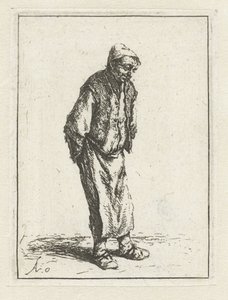 Stehender Bauer mit den Händen auf dem Rücken