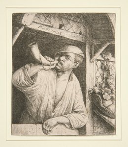 Der Bäcker bläst sein Horn von Adriaen van Ostade