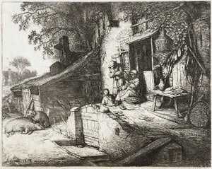 Die Frau beim Spinnen von Adriaen van Ostade