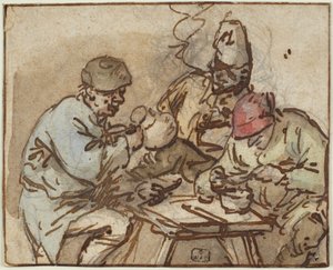 Drei Männer an einem Tisch von Adriaen van Ostade