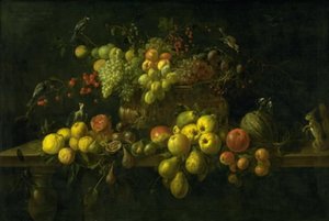 Stillleben mit Früchten auf einem Tisch von Adriaen van Utrecht