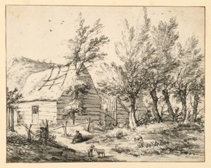 Bauerngehöft hinter einer Reihe von Kopfweiden von Adriaen van de Velde