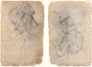 Profil eines Frauenkopfes (recto) Eine Küchenmagd (verso) von Adriaen van de Velde