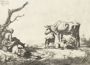 Hirte und Hirtin mit Vieh, 1653 von Adriaen van de Velde