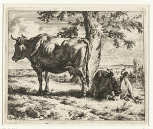 Zwei Kühe unter einem Baum von Adriaen van de Velde