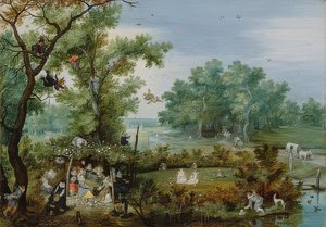 Galante Gesellschaft in einer Gartenlaube von Adriaen van de Venne