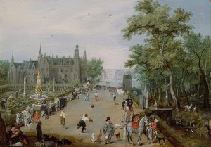 Jeu de Paume-Spiel vor einem Palast