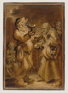 Moralische Szene mit einer alten Frau und einem Mann von Adriaen van de Venne