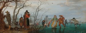Winter (Vergnügen auf dem Eis). 1625 von Adriaen van de Venne
