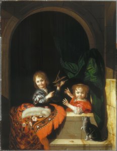 Zwei Kinder mit einer Mausefalle von Adriaen van der Werff