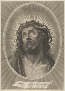 Kopf Christi mit Dornenkrone nach oben blickend, in einem ovalen Rahmen, nach Reni, ca. 1653-67 von Adrian van Melar