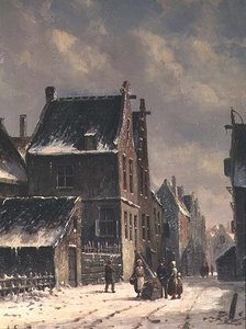 Eine niederländische Stadt im Winter