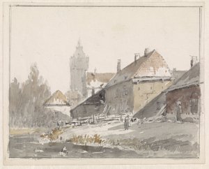 Blick auf Häuser am Stadtrand von Adrianus Eversen