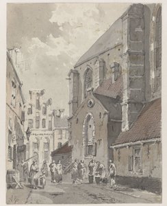 Ansicht von Amersfoort, rechts ein Teil der St. Joriskerk von Adrianus Eversen