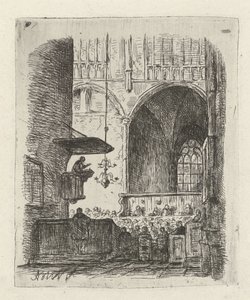 Kircheninterieur mit Gottesdienst von Adrianus Wilhelmus Nieuwenhuyzen