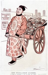 Karikatur über Paul Claudel, französischer Dichter und Dramatiker - von Barrère, in „Fantasio“ vom 01.01.1927